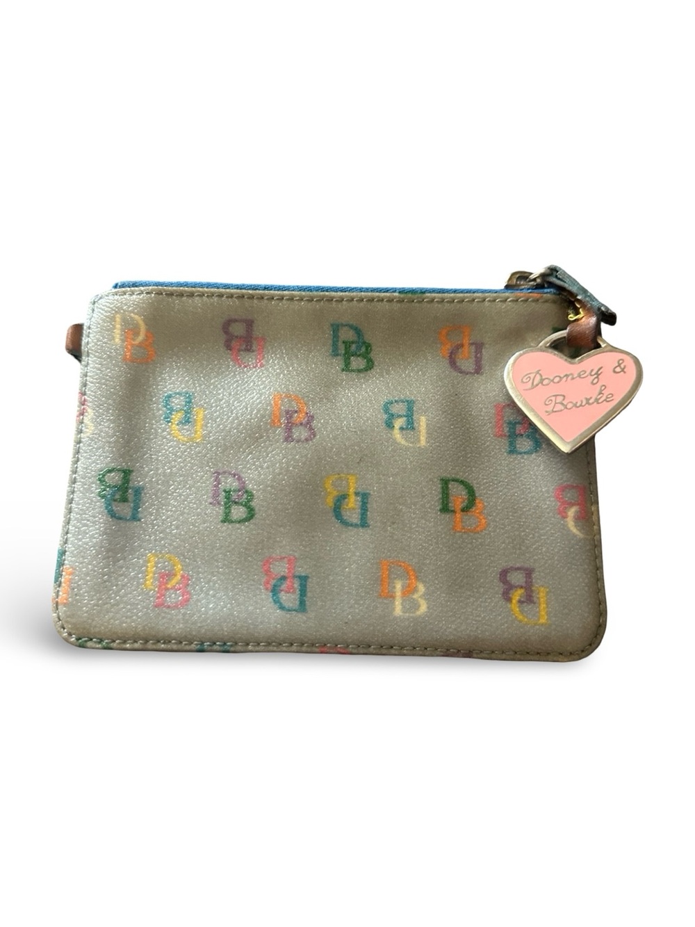 Dooney & Bourke Multicolor DB Logo Zip Pouch - Cream